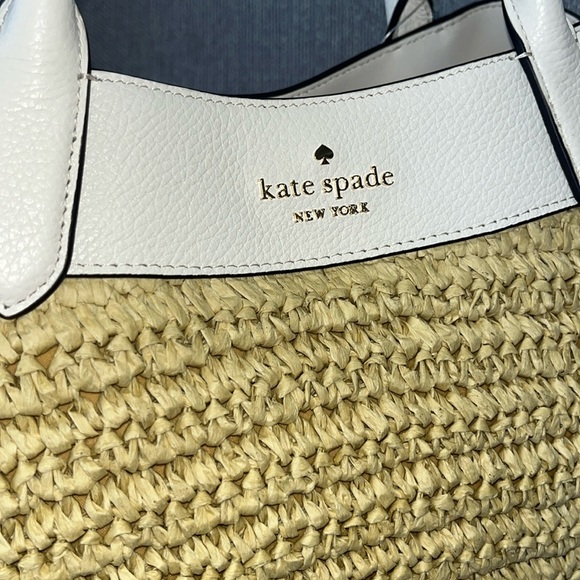 ♠️kate spade Dumpling Straw Large Satchel Bag, Parchment NWT - Picture 9 of 14